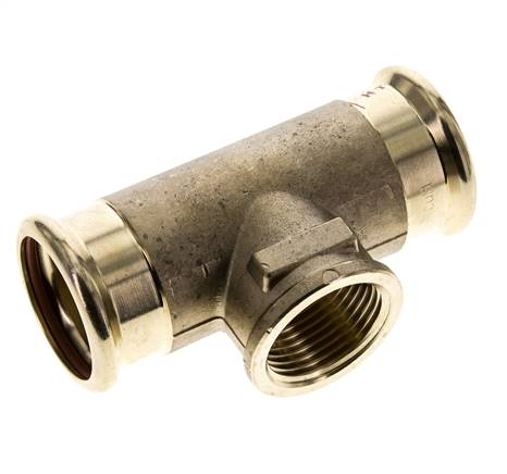 Tee Press Fitting - 35mm Female & Rp 1'' Female - Copper alloy