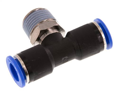 12mm x R1/2'' Inline Tee Push-in Fitting with Male Threads Brass/PA 66 NBR Rotatable