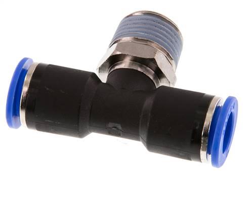 12mm x R1/2'' Inline Tee Push-in Fitting with Male Threads Brass/PA 66 NBR Rotatable