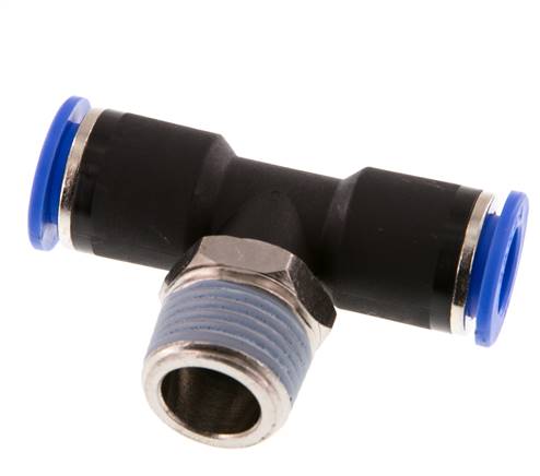 12mm x R1/2'' Inline Tee Push-in Fitting with Male Threads Brass/PA 66 NBR Rotatable