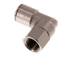 10mm x G1/4'' 90deg Elbow Push-in Fitting with Female Threads Brass NBR Rotatable
