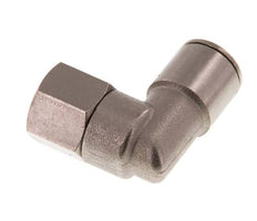 10mm x G1/4'' 90deg Elbow Push-in Fitting with Female Threads Brass NBR Rotatable