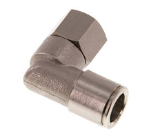 10mm x G1/4'' 90deg Elbow Push-in Fitting with Female Threads Brass NBR Rotatable