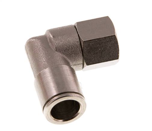10mm x G1/4'' 90deg Elbow Push-in Fitting with Female Threads Brass NBR Rotatable