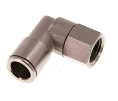 10mm x G1/4'' 90deg Elbow Push-in Fitting with Female Threads Brass NBR Rotatable