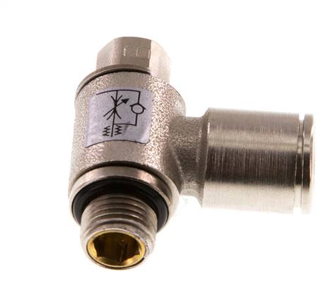 Flow Control Valve Meter-Out Elbow 8 mm - G1/8'' Brass Slotted Screw