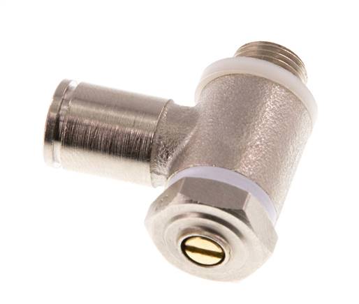 Flow Control Valve Meter-Out Elbow 6 mm - G1/8'' Brass Slotted Screw Banjo