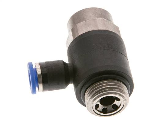 Flow Control Silencer Meter-Out Elbow 6 mm - G3/8'' Brass/PA 66 Slotted Screw