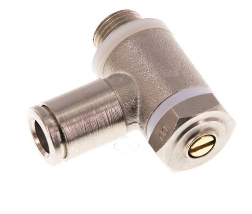 Flow Control Valve Meter-Out Elbow 6 mm - G1/8'' Brass Slotted Screw Banjo