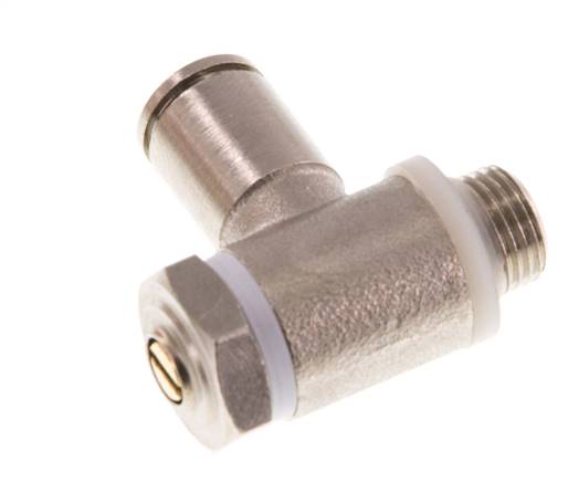 Flow Control Valve Meter-Out Elbow 6 mm - G1/8'' Brass Slotted Screw Banjo