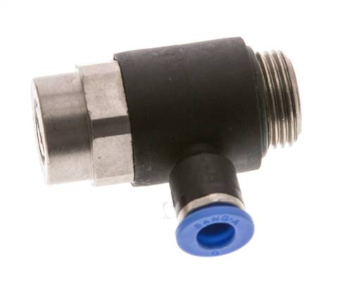 Flow Control Silencer Meter-Out Elbow 6 mm - G3/8'' Brass/PA 66 Slotted Screw