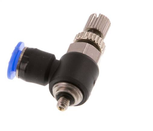 Flow Control Silencer Meter-Out Elbow 4 mm - M3 Brass/PBT