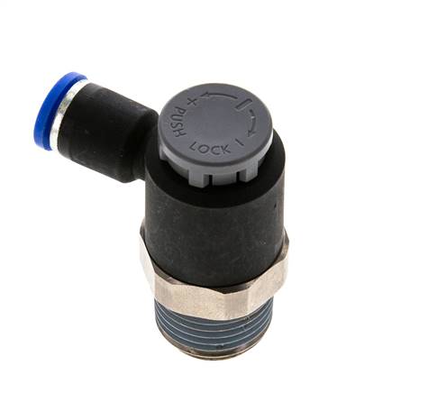 Flow Control Valve Meter-Out Elbow 8 mm - R1/2'' Brass/PA 66 Locknut