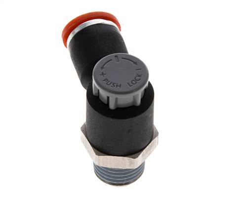 Flow Control Valve Meter-In Elbow 8 mm - R1/4'' Brass/PA 66 Locknut
