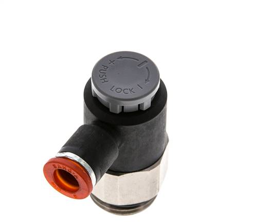 Flow Control Valve Meter-In Elbow 8 mm - G1/2'' Brass/PA 66 Locknut