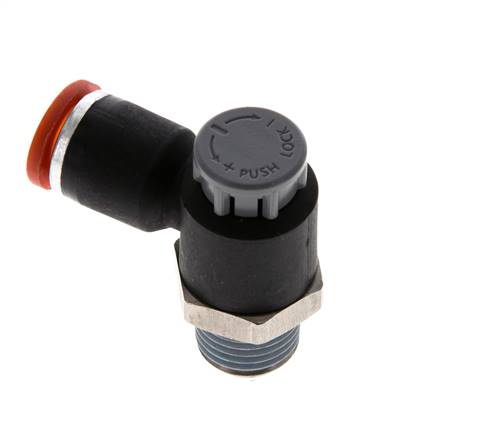 Flow Control Valve Meter-In Elbow 8 mm - R1/4'' Brass/PA 66 Locknut
