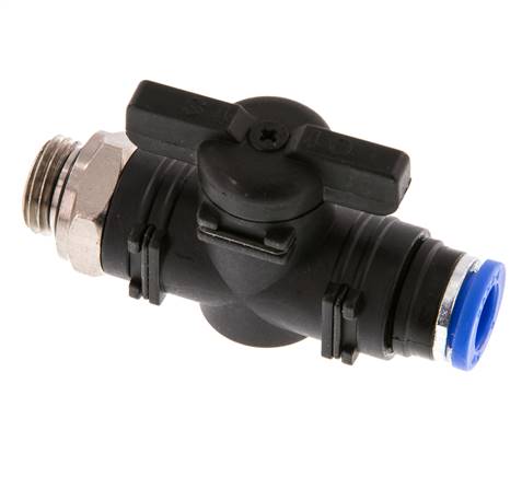 2-Way Straight Ball Valve 8 mm - G1/4'' Plastic/Brass