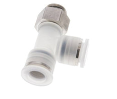 12mm x G3/8'' Right Angle Polypropylene (PP)/Stainless Steel Tee Push-in Fitting with Male Threads EPDM FDA Rotatable