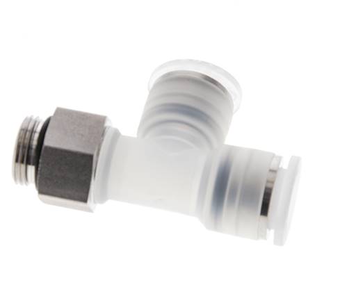 12mm x G3/8'' Right Angle Polypropylene (PP)/Stainless Steel Tee Push-in Fitting with Male Threads EPDM FDA Rotatable