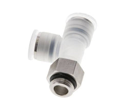 12mm x G3/8'' Right Angle Polypropylene (PP)/Stainless Steel Tee Push-in Fitting with Male Threads EPDM FDA Rotatable