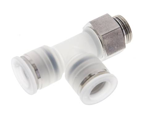 12mm x G3/8'' Right Angle Polypropylene (PP)/Stainless Steel Tee Push-in Fitting with Male Threads EPDM FDA Rotatable