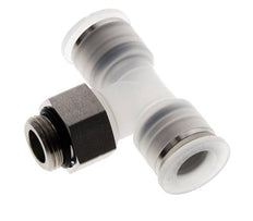 12mm x G3/8'' Polypropylene (PP)/Stainless Steel Inline Tee Push-in Fitting with Male Threads EPDM FDA Rotatable