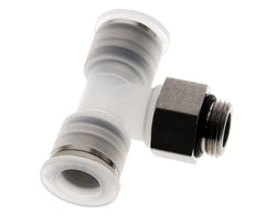 12mm x G3/8'' Polypropylene (PP)/Stainless Steel Inline Tee Push-in Fitting with Male Threads EPDM FDA Rotatable