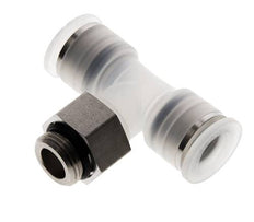 12mm x G3/8'' Polypropylene (PP)/Stainless Steel Inline Tee Push-in Fitting with Male Threads EPDM FDA Rotatable