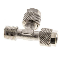 6x4 & R1/8'' Nickel Plated Brass Right Angle Tee Push-on Fitting with Male Threads [2 Pieces]