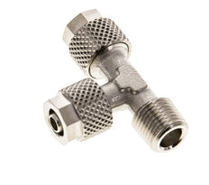 6x4 & R1/8'' Nickel Plated Brass Right Angle Tee Push-on Fitting with Male Threads [2 Pieces]