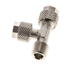 6x4 & R1/8'' Nickel Plated Brass Right Angle Tee Push-on Fitting with Male Threads [2 Pieces]