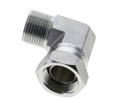 G 1'' M/F Zinc plated Steel 90 deg Elbow Fitting 150 Bar - Hydraulic