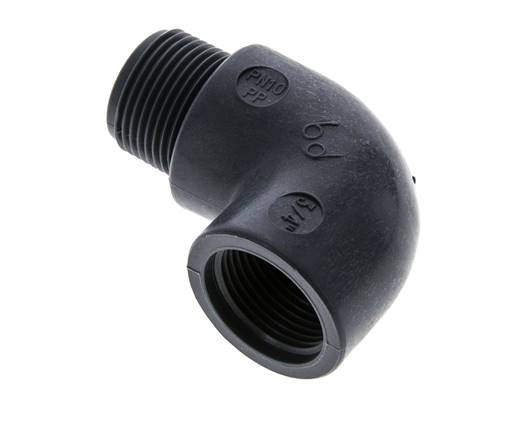 90deg Angled Fitting G3/4'' Male x Female Polypropylene (pp) 10bar (140.5psi) FDA