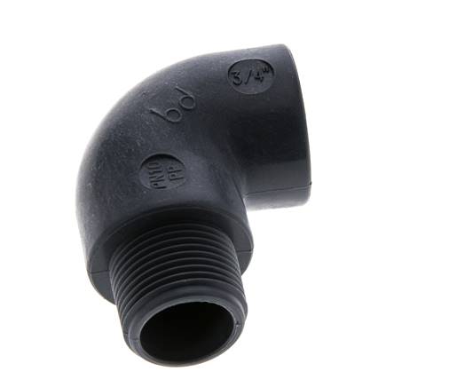 90deg Angled Fitting G3/4'' Male x Female Polypropylene (pp) 10bar (140.5psi) FDA