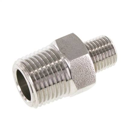 1/4'' NPT x 1/2'' NPT Stainless steel Double Nipple 210 Bar - Hydraulic