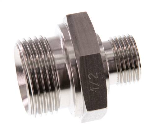 G 1'' x G 1/2'' Stainless steel Double Nipple 345 Bar - Hydraulic
