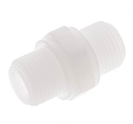 Double Nipple G3/8'' Polypropylene (pp) 10bar (140.5psi) FDA 22mm Hex