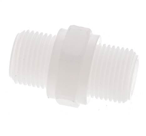 Double Nipple G3/8'' Polypropylene (pp) 10bar (140.5psi) FDA 22mm Hex