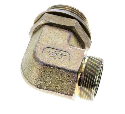 UN 1-11/16''-12 x G 1 1/2'' Male Zinc plated Steel 90 deg Elbow Fitting ORFS 200 Bar - Hydraulic