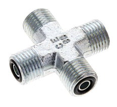 UNF 9/16''-18 Male Zinc plated Steel Cross ORFS 630 Bar - Hydraulic