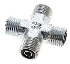 UNF 9/16''-18 Male Zinc plated Steel Cross ORFS 630 Bar - Hydraulic