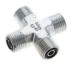 UNF 9/16''-18 Male Zinc plated Steel Cross ORFS 630 Bar - Hydraulic