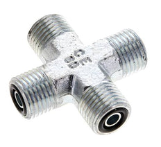UNF 9/16''-18 Male Zinc plated Steel Cross ORFS 630 Bar - Hydraulic