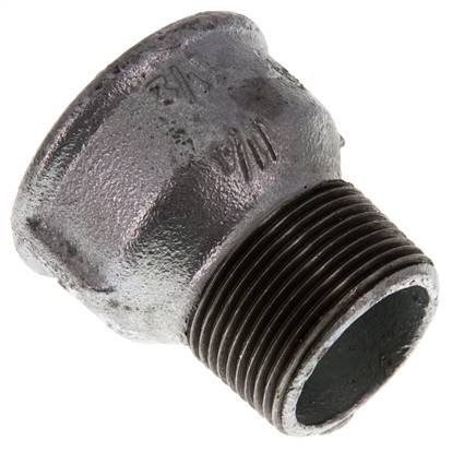 R 1 1/4'' x Rp 1 1/2'' M/F Zinc plated Cast iron Reducing Adapter 25 Bar