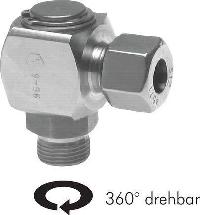 20S & M27x2 Stainless Steel Swivel Joint Cutting Fitting with Male Threads DN 16250 bar FKM Rotatable ISO 8434-1