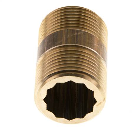 G 3/4'' Brass Double Pipe Nipple 16 Bar DIN 2982 - 40mm