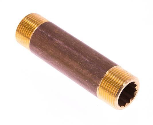 G 3/4'' Brass Double Pipe Nipple 16 Bar DIN 2982 - 100mm