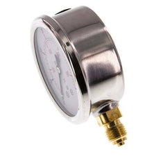 0..60 Bar (0..870 psi) Glycerin Pressure Gauge Below Stainless steel/Brass 63 mm Class 1.6