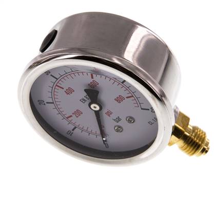 0..60 Bar (0..870 psi) Glycerin Pressure Gauge Below Stainless steel/Brass 63 mm Class 1.6
