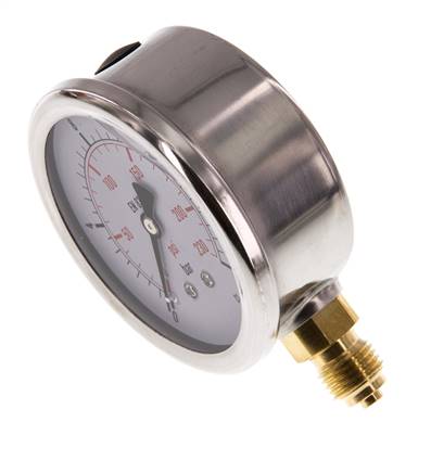 0..16 Bar (0..232 psi) Glycerin Pressure Gauge Below Stainless steel/Brass 63 mm Class 1.6